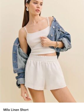 Reformation Mila Linen Shorts — White